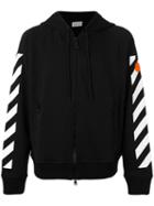 Moncler X Off-white Striped Sleeves Zipped Hoodie, Men's, Size: Medium, Black, Cotton