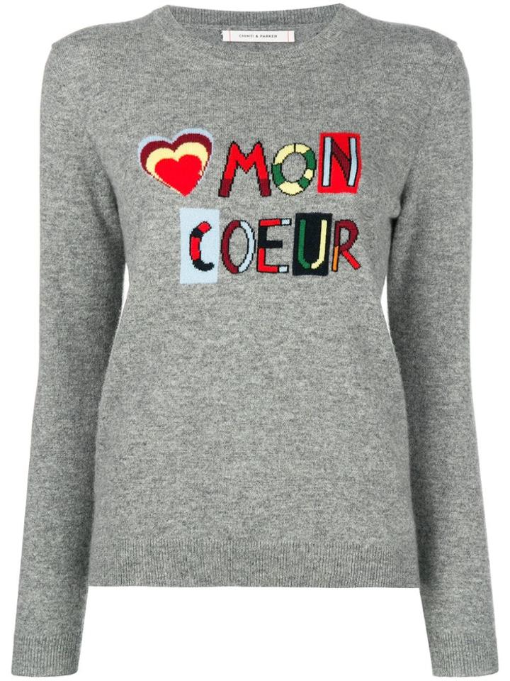 Chinti & Parker Mon Coeur Motif Sweater - Grey