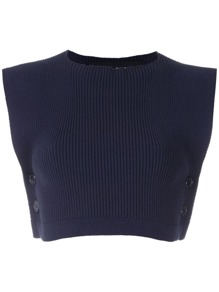 Gloria Coelho Knit Cropepd Top - Blue