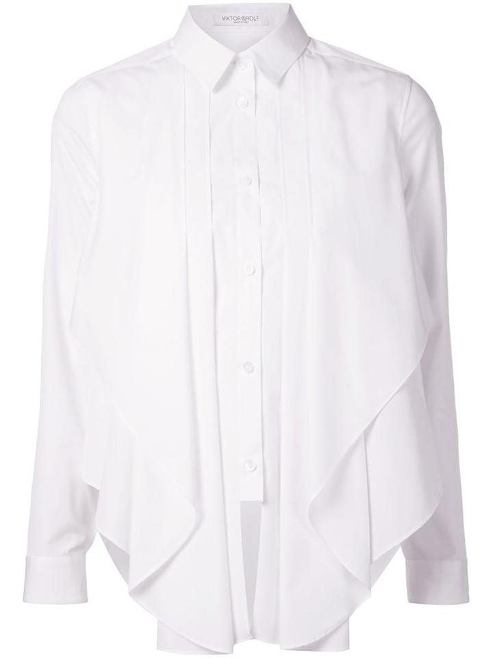 Viktor & Rolf Asymmetrical Frill Shirt, Women's, Size: 46, White, Cotton