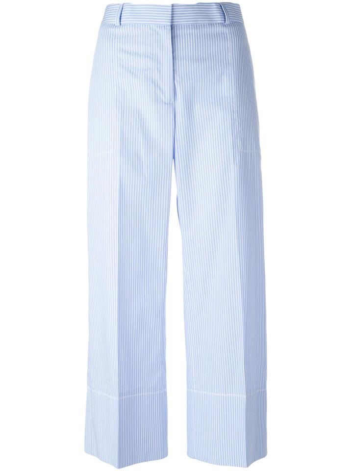 Ermanno Scervino Striped Cropped Pants, Women's, Size: 44, Blue, Cotton