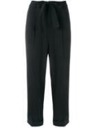 Knott Cropped Belted Trousers - Black