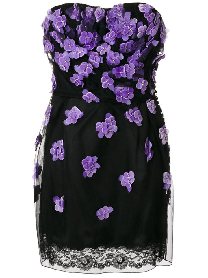 Christian Dior Vintage Strapless Flower Dress - Black