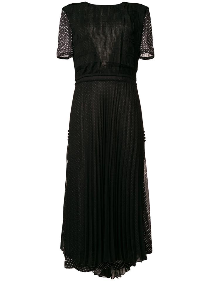 Loewe Polka Dot Detail Pleated Dress - Black