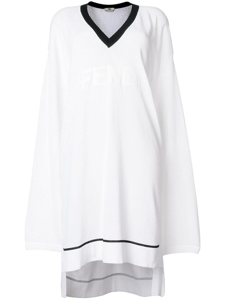 Fendi V-neck Dress - White