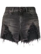 R13 Frayed Denim Shorts - Black