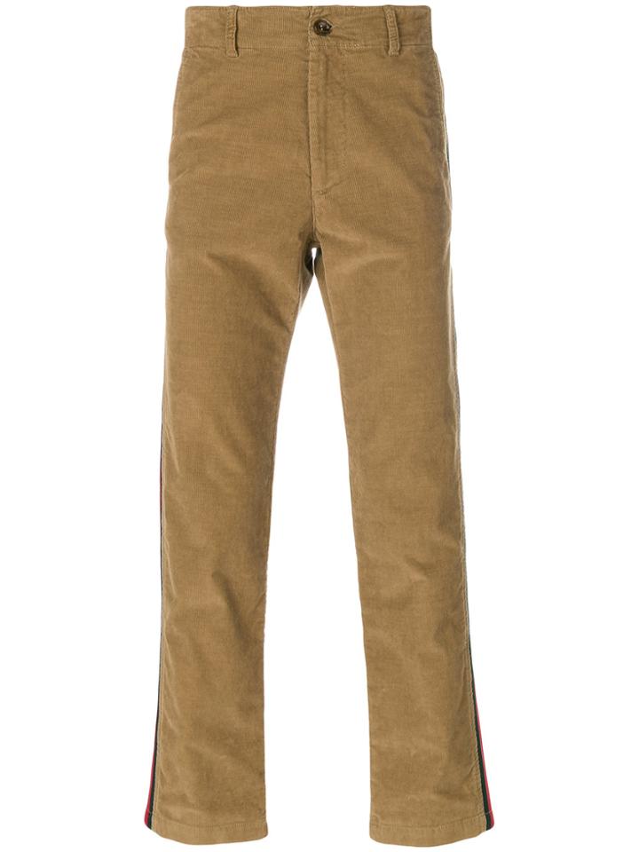 Gucci Web Stripe Corduroy Trousers - Brown