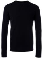 Emporio Armani Ribbed Trim Sweatshirt, Men's, Size: Xl, Blue, Virgin Wool/elastolefin