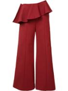Rosie Assoulin Pleated Trim Palazzo Pants, Women's, Size: 4, Red, Cotton/polyamide/spandex/elastane