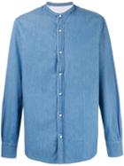 Officine Generale Plain Denim Shirt, Men's, Size: Large, Blue, Cotton