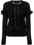 Designers Remix Mallory Cable Knit Sweater With Ruffles - Black