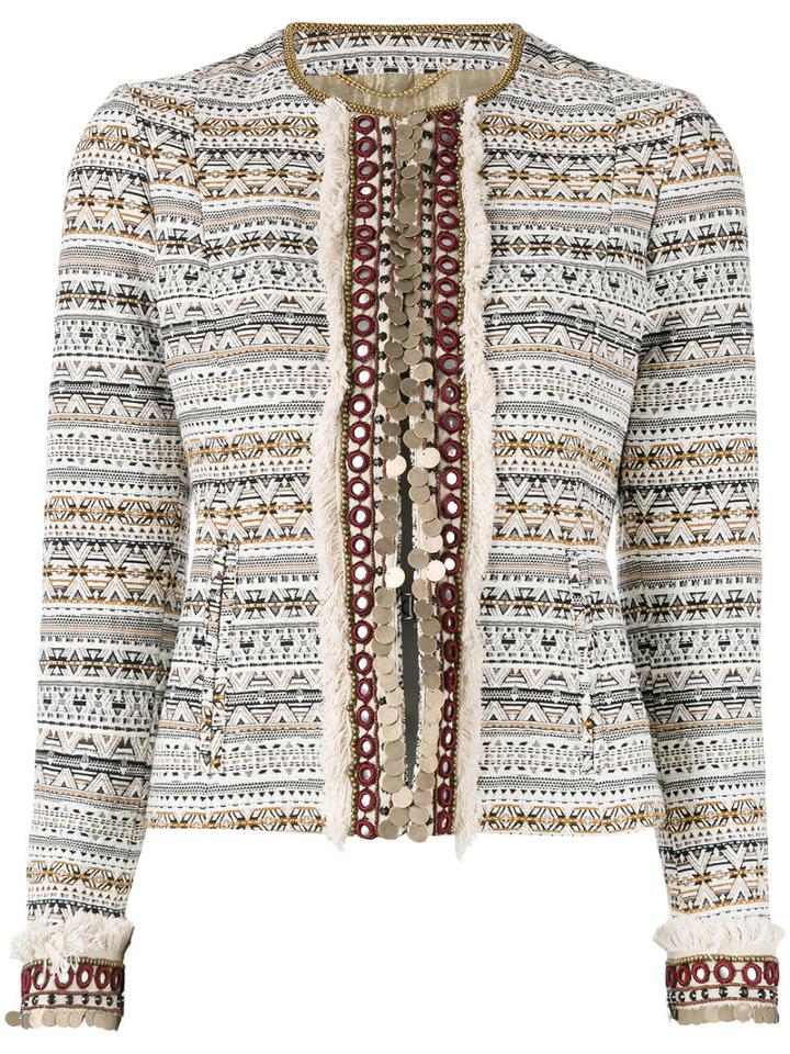 Bazar Deluxe Embellished Cropped Jacket, Women's, Size: 40, Cotton/polyester/other Fibres