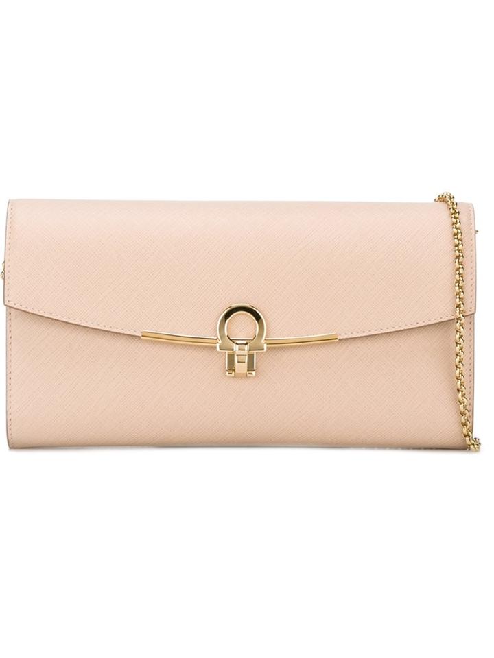 Salvatore Ferragamo Gancio Flap Clutch - Nude & Neutrals