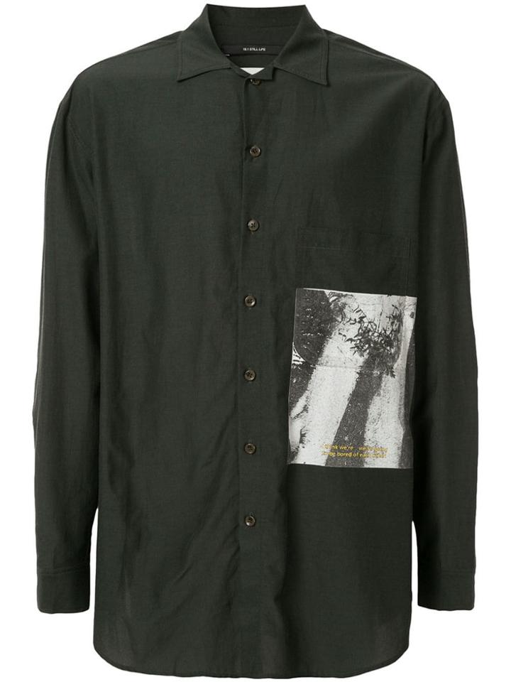 Song For The Mute Oversized Spread Collar Shirt - Green