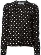 Comme Des Garçons Play Embroidered Heart Polka Dot Cardigan, Women's, Size: Small, Black, Wool