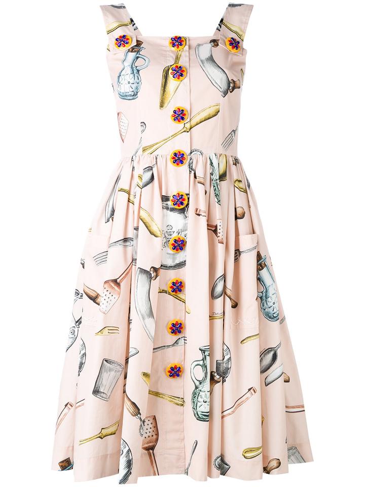 Dolce & Gabbana - Printed Pinafore Dress - Women - Cotton - 42, Pink/purple, Cotton