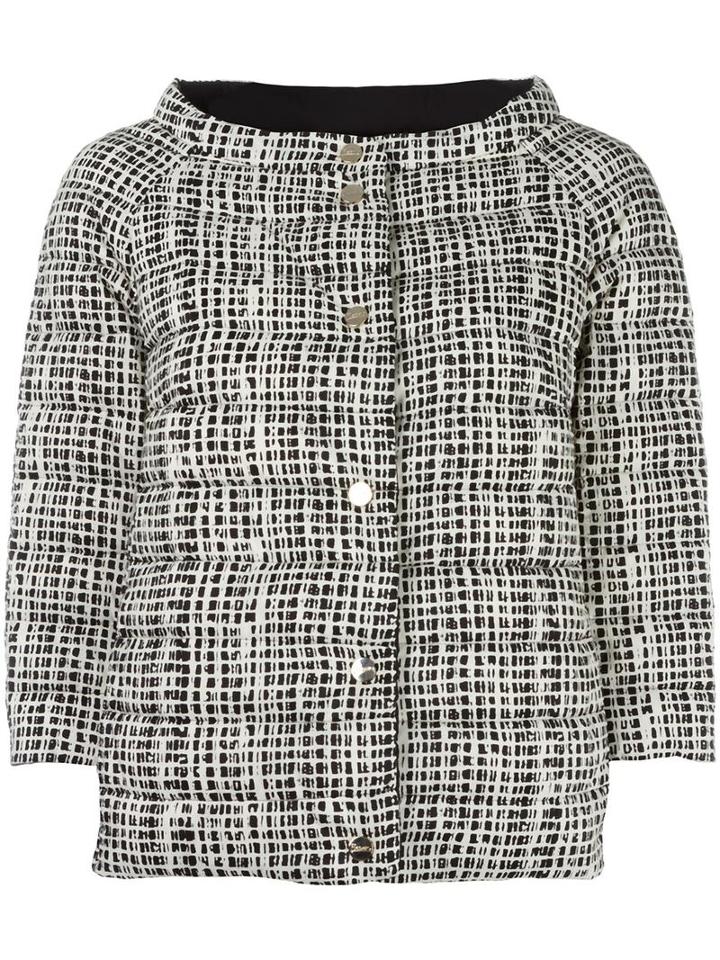 Herno High Neck Plaid Jacket, Women's, Size: 42, White, Polyamide/feather Down