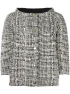 Herno High Neck Plaid Jacket, Women's, Size: 42, White, Polyamide/feather Down