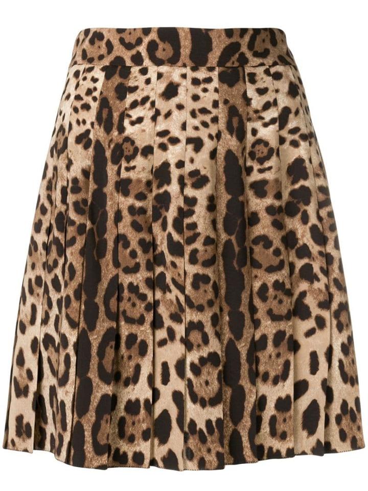 Dolce & Gabbana Leopard Print Mini Skirt - Brown