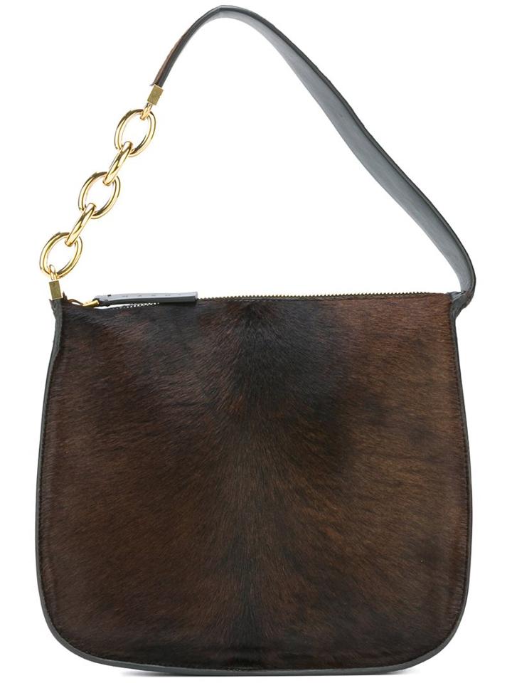 Marni Pony Hair Shoulder Bag, Women's, Brown
