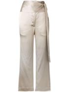 Forte Forte Belted Satin Trousers - Neutrals
