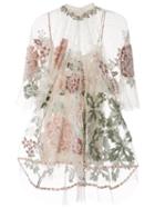 Biyan Floral Embroidered Mesh Top - Neutrals