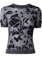 Ermanno Scervino Floral Jacquard Knit Top, Women's, Size: 44, Grey, Polyamide/polyester/viscose