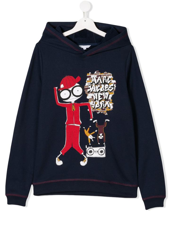 Little Marc Jacobs Teen Mr Marc Printed Hoodie - Blue