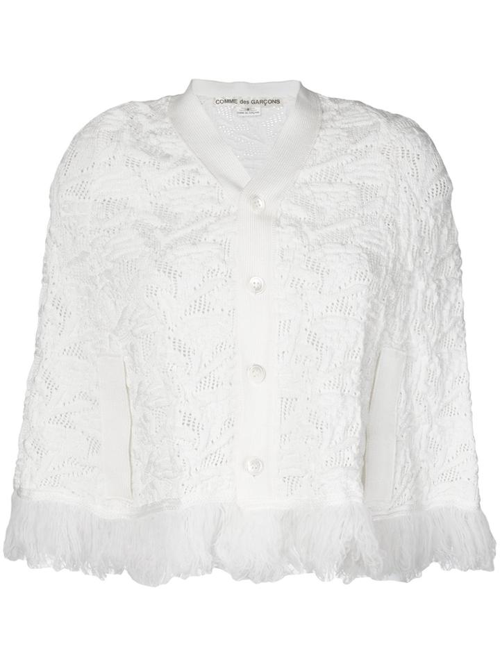 Comme Des Garçons Vintage Fringed Knitted Shrug - White