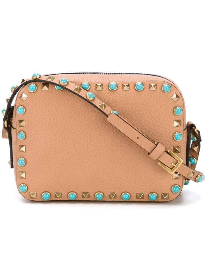 Valentino Garavani Rockstud Rolling Shoulder Bag, Women's, Nude/neutrals, Metal/calf Leather