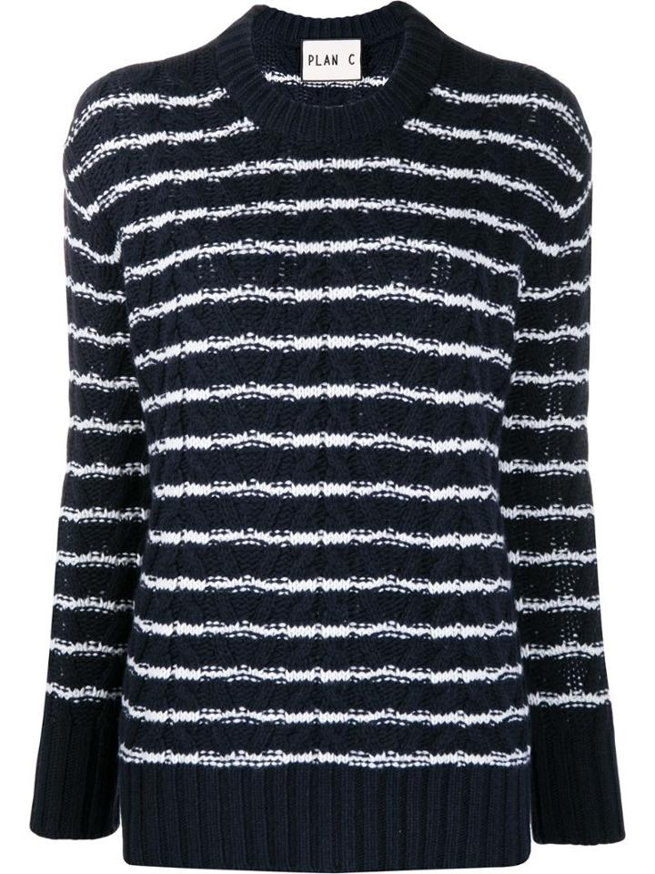 Plan C Striped Sweater - Blue