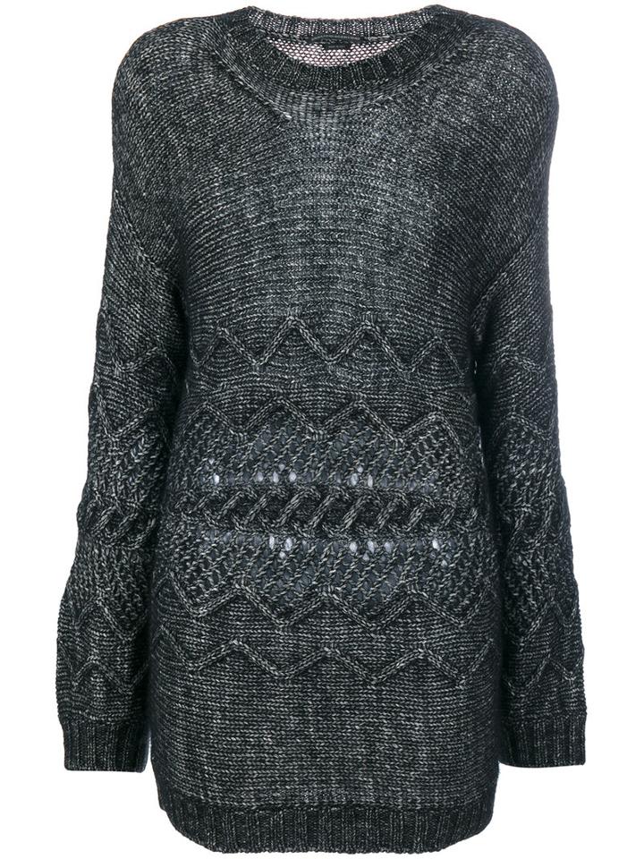 Ermanno Scervino - Cable-knit Sweater - Women - Cotton/polyamide/wool/alpaca - 42, Black, Cotton/polyamide/wool/alpaca