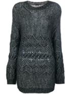 Ermanno Scervino - Cable-knit Sweater - Women - Cotton/polyamide/wool/alpaca - 42, Black, Cotton/polyamide/wool/alpaca