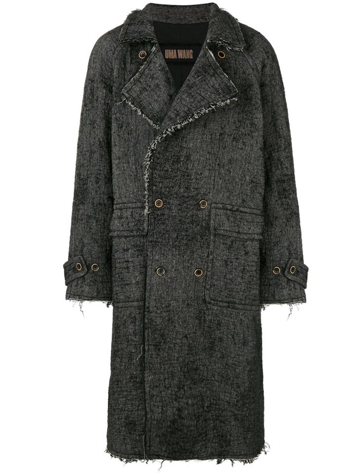 Uma Wang Distressed Double Breasted Coat - Grey