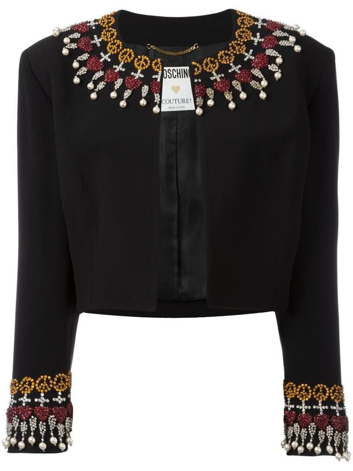 Moschino Pre-owned Embellished Cropped Jacket - Black