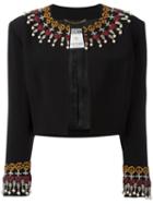 Moschino Pre-owned Embellished Cropped Jacket - Black