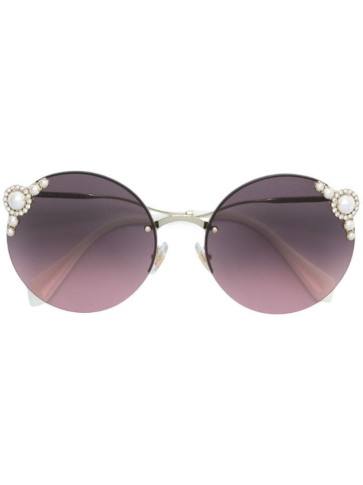 Miu Miu Eyewear Pearls Collection Round Shape Sunglasses - Pink