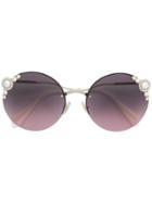 Miu Miu Eyewear Pearls Collection Round Shape Sunglasses - Pink