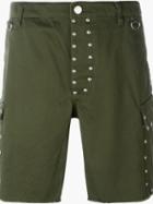Saint Laurent Studded Cargo Shorts, Men's, Size: L, Green, Cotton
