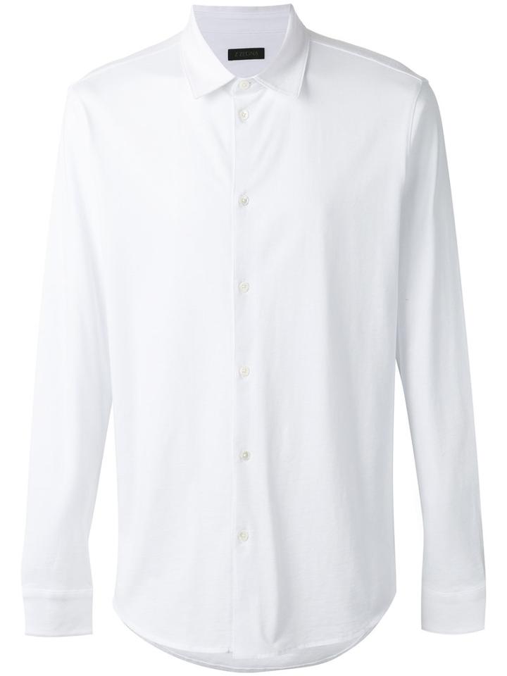 Z Zegna Curved Hem Shirt, Men's, Size: Large, White, Cotton