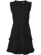 Red Valentino Frill Trim Dress, Women's, Size: 42, Black, Polyester/spandex/elastane/viscose