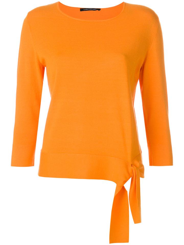 Luisa Cerano Knot Hem Sweater - Yellow & Orange