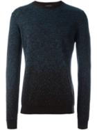 Roberto Collina Flocked Crew Neck Sweater, Men's, Size: 54, Blue, Merino