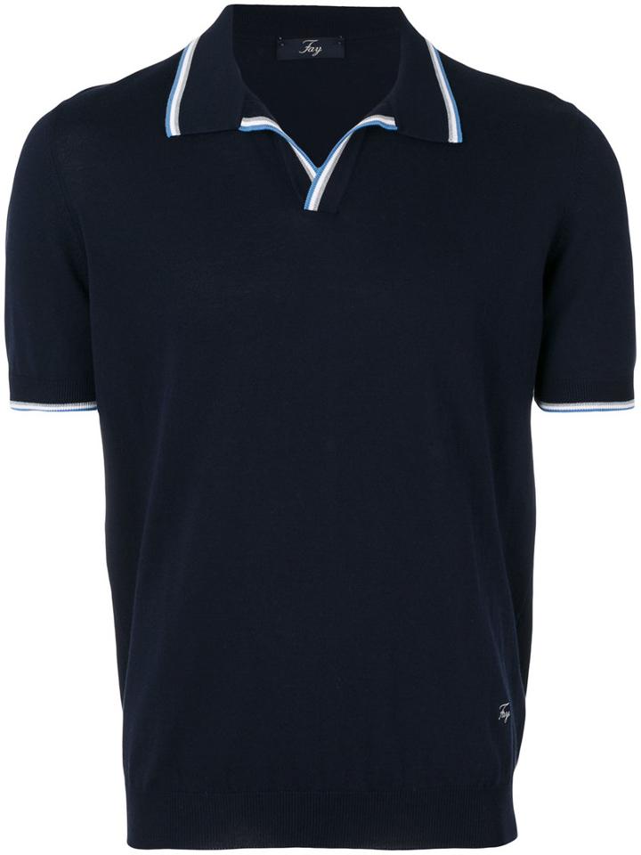Fay - Contrast Trim Polo Shirt - Men - Cotton - 46, Blue, Cotton