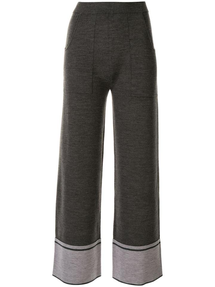 Portspure Contrasting-cuff Knitted Trousers - Grey