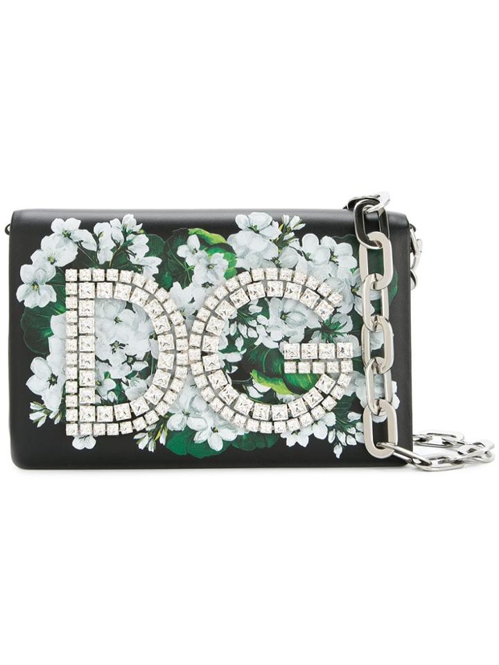 Dolce & Gabbana Dg Girls White Geranium Printed Clutch - Black