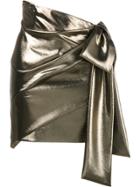 Saint Laurent Asymmetric Draped Mini Skirt - Metallic