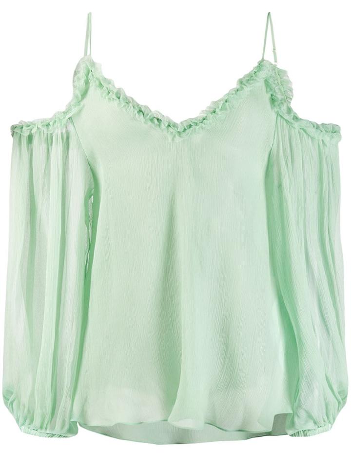 Stella Mccartney Floaty Cold-shoulder Blouse - Green