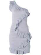 One-shoulder Ruffle Dress - Women - Cotton/viscose - M, Grey, Cotton/viscose, Dsquared2