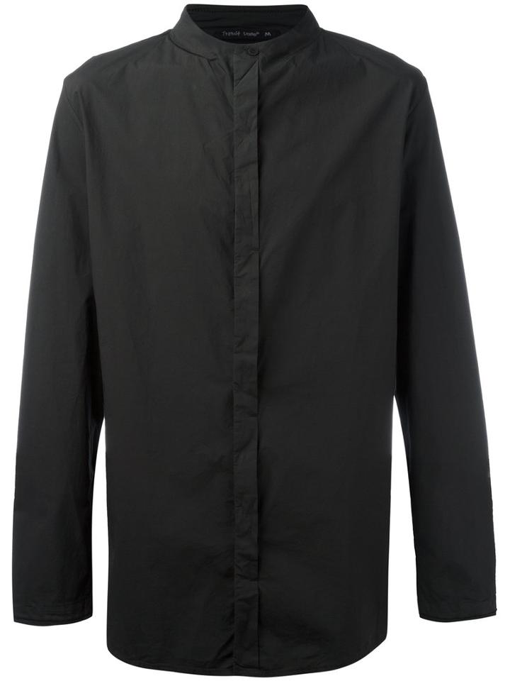 Transit Collarless Shirt, Men's, Size: Large, Black, Cotton/spandex/elastane